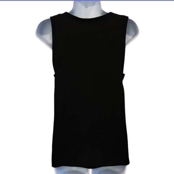 THEORY 100% silk side slit V neck cutout top - Picture 3 of 8